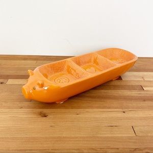 Orange Grasslands Road Ceramic Serving Dish NWT